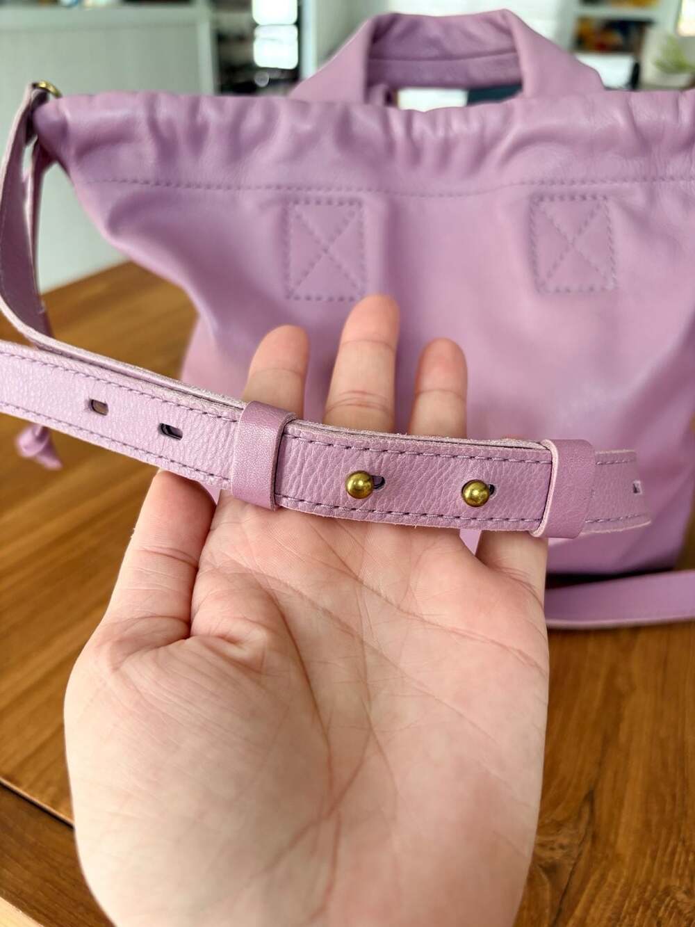 Madewell The Piazza Crossbody Bag in Vibrant Lilac Lavender Leather - Picture 6 of 9